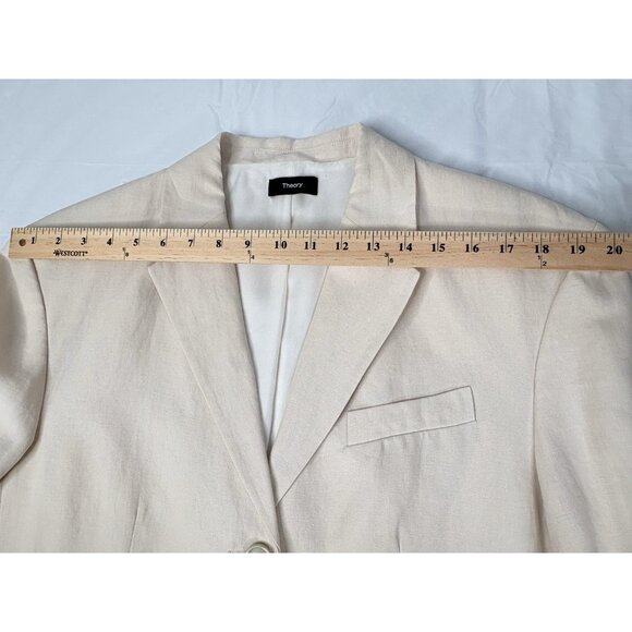 Theory Linen Galena Boxy Blazer Womens Small XS/S Cream Oversized Jacket - Picture 14 of 15